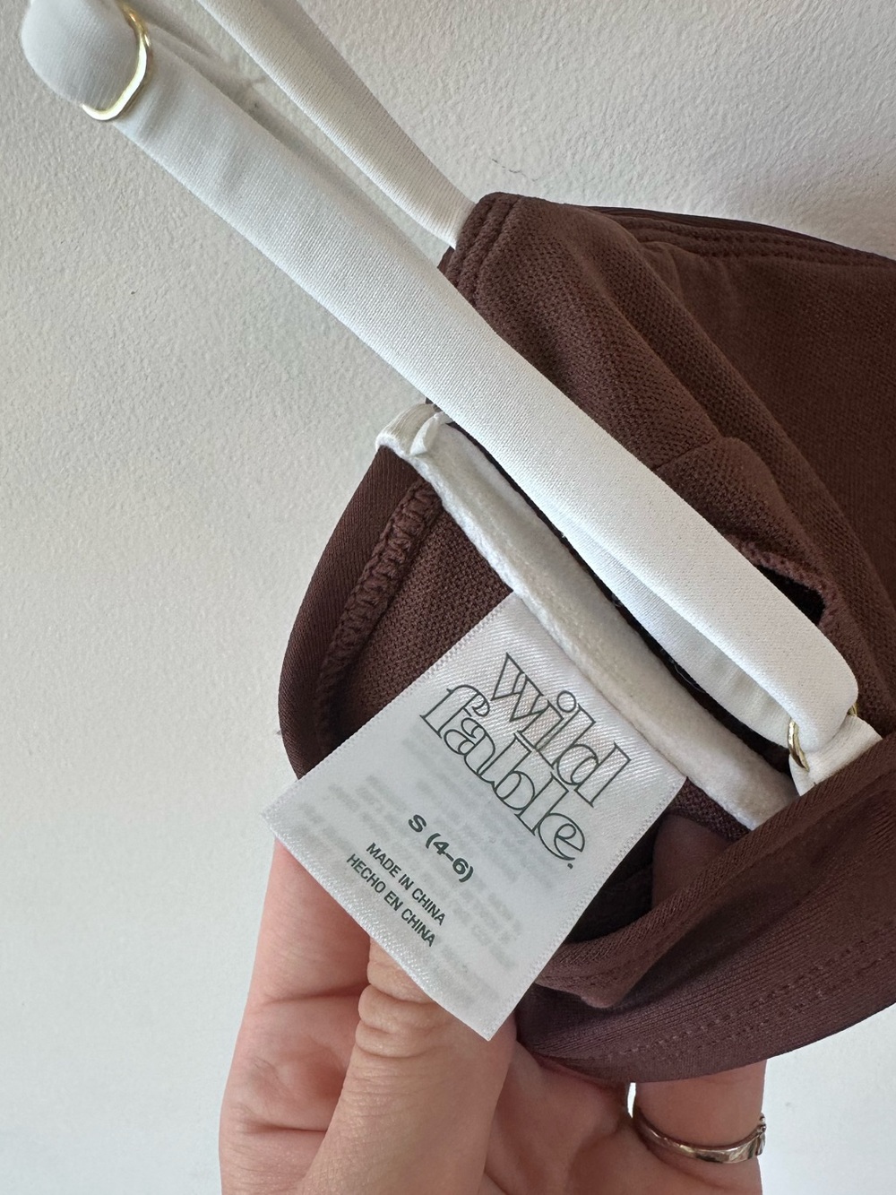 Wild Fable Brown Bikini Top with White Trim - Picture 3 of 4